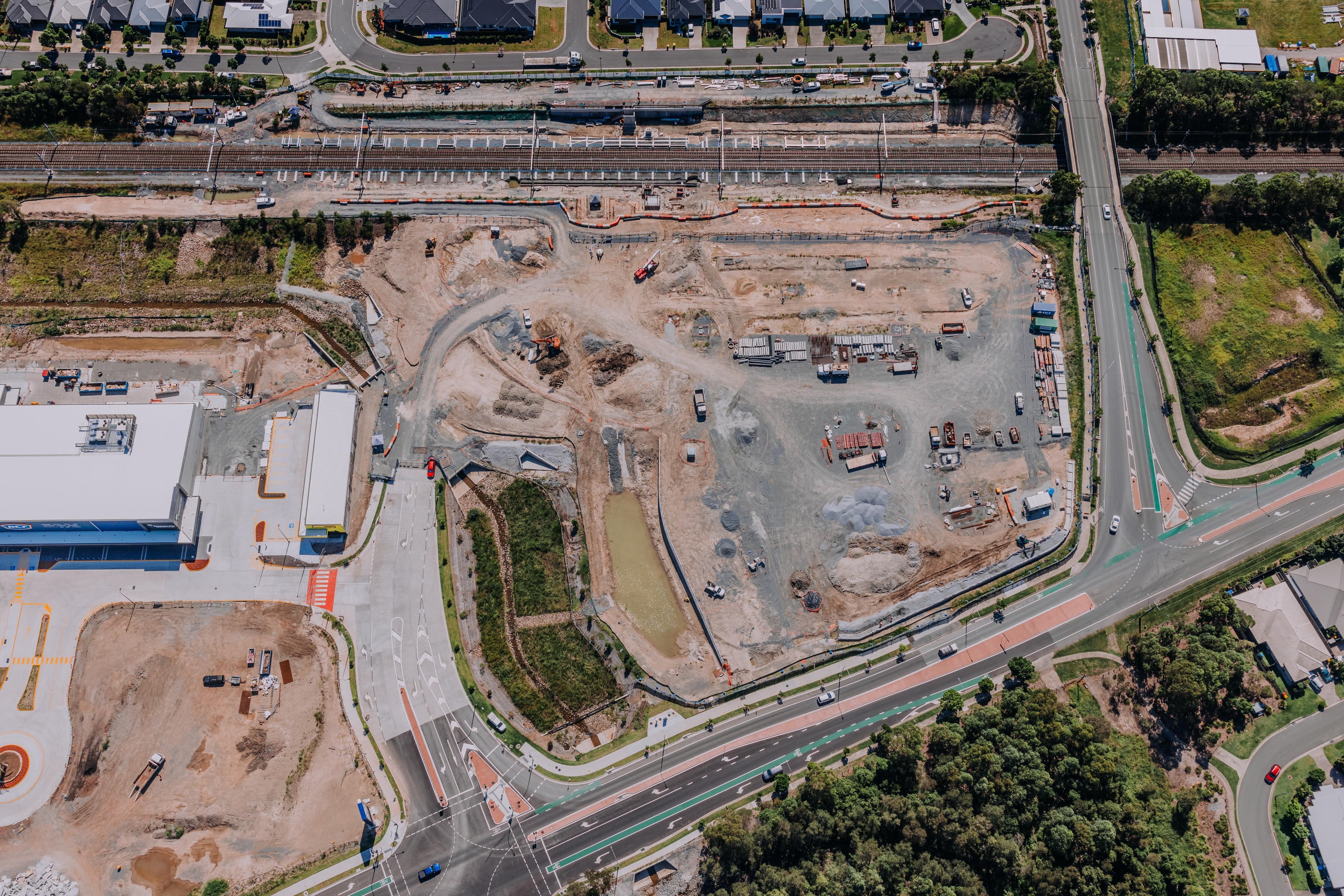 Aerial view of a construction site on the Gold Coast.